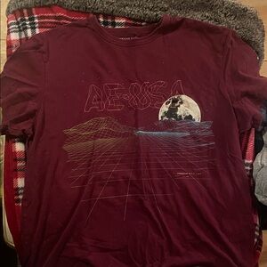 American Eagle Outfitters Burgundy Graphic Tee